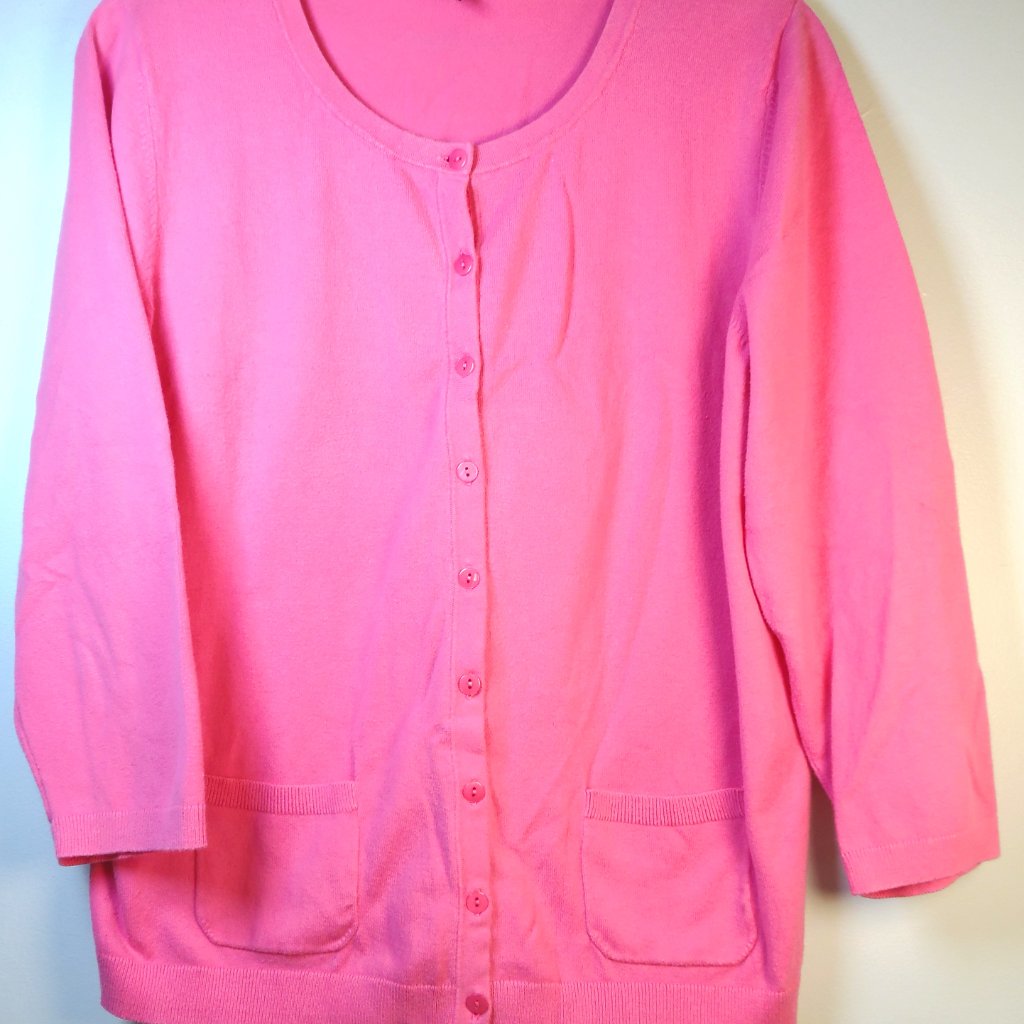 Talbots Light Pink Button Up Cotton Blend Cardigan 3/4 Sleeve Women’s Sz L Large